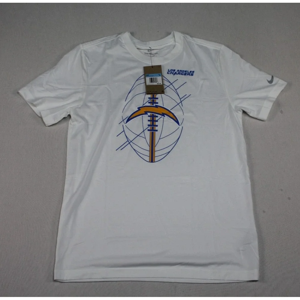 Nike Los Angeles Chargers Men White Shirt Football Logo Dri Fit Size Medium